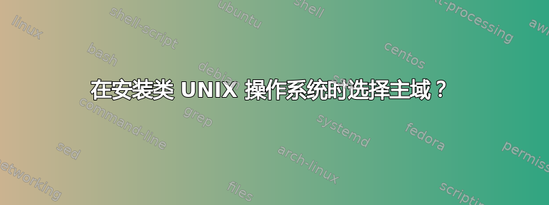 在安装类 UNIX 操作系统时选择主域？