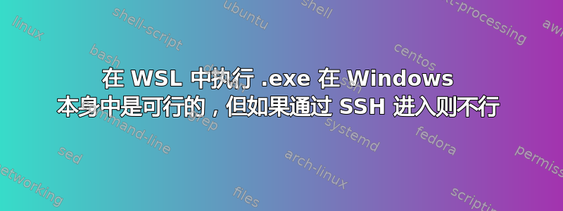 在 WSL 中执行 .exe 在 Windows 本身中是可行的，但如果通过 SSH 进入则不行