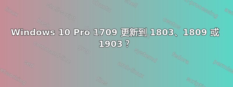 Windows 10 Pro 1709 更新到 1803、1809 或 1903？