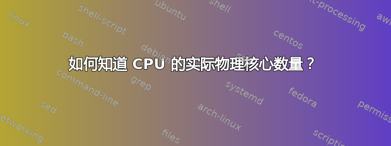 如何知道 CPU 的实际物理核心数量？