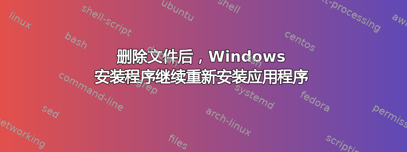 删除文件后，Windows 安装程序继续重新安装应用程序