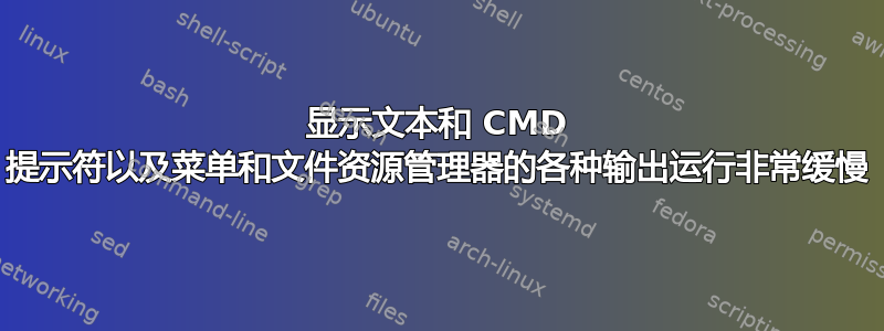 显示文本和 CMD 提示符以及菜单和文件资源管理器的各种输出运行非常缓慢