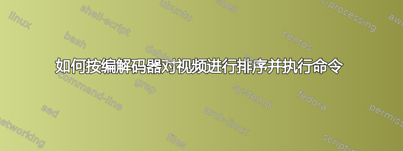 如何按编解码器对视频进行排序并执行命令