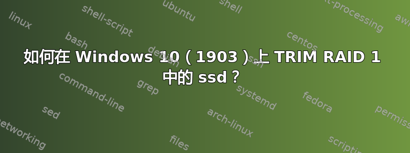 如何在 Windows 10（1903）上 TRIM RAID 1 中的 ssd？