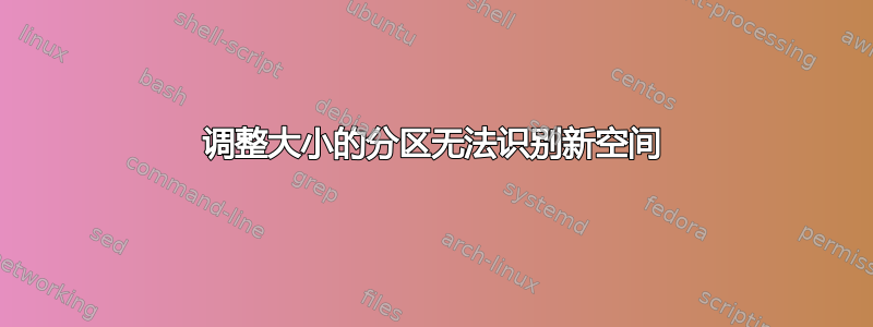 调整大小的分区无法识别新空间