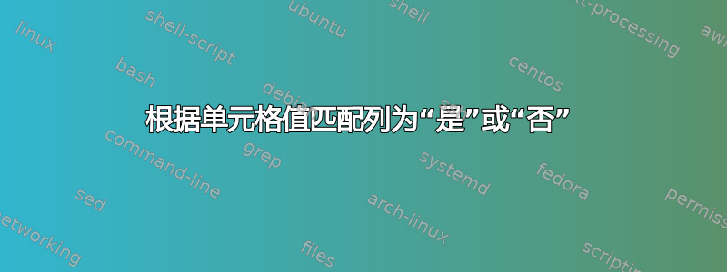 根据单元格值匹配列为“是”或“否”