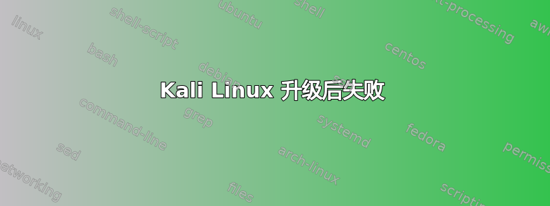 Kali Linux 升级后失败