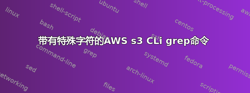 带有特殊字符的AWS s3 CLi grep命令