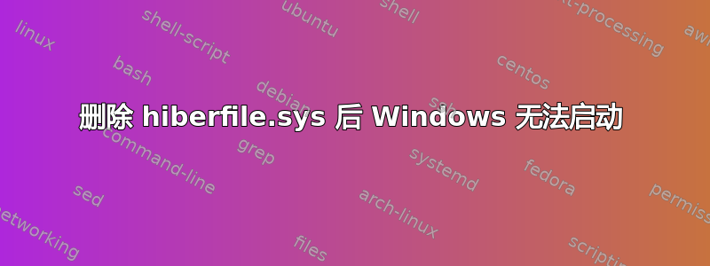 删除 hiberfile.sys 后 Windows 无法启动