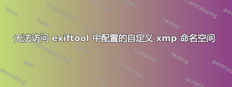 无法访问 exiftool 中配置的自定义 xmp 命名空间