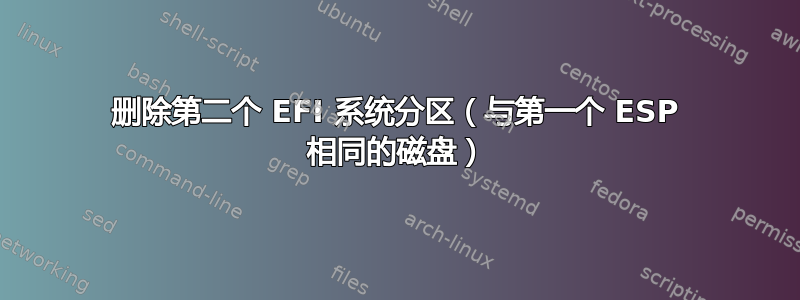 删除第二个 EFI 系统分区（与第一个 ESP 相同的磁盘）