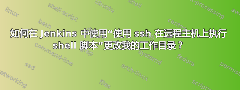 如何在 Jenkins 中使用“使用 ssh 在远程主机上执行 shell 脚本”更改我的工作目录？