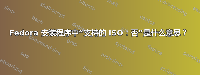 Fedora 安装程序中“支持的 ISO：否”是什么意思？