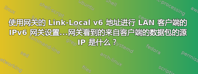 使用网关的 Link-Local v6 地址进行 LAN 客户端的 IPv6 网关设置...网关看到的来自客户端的数据包的源 IP 是什么？