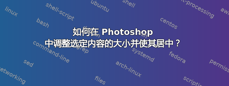 如何在 Photoshop 中调整选定内容的大小并使其居中？