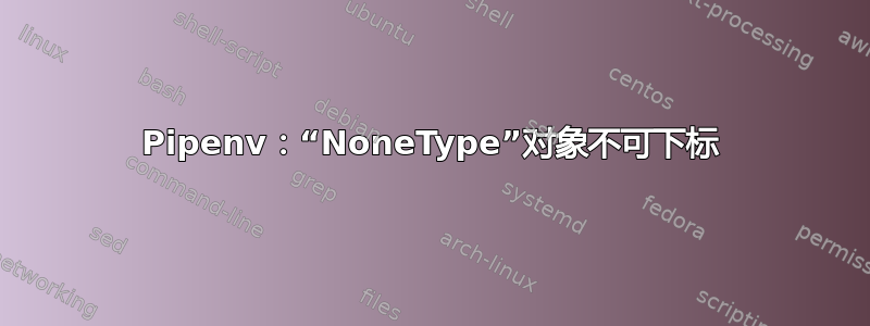 Pipenv：“NoneType”对象不可下标