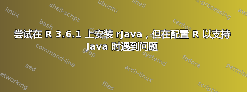 尝试在 R 3.6.1 上安装 rJava，但在配置 R 以支持 Java 时遇到问题