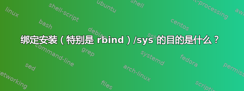 绑定安装（特别是 rbind）/sys 的目的是什么？