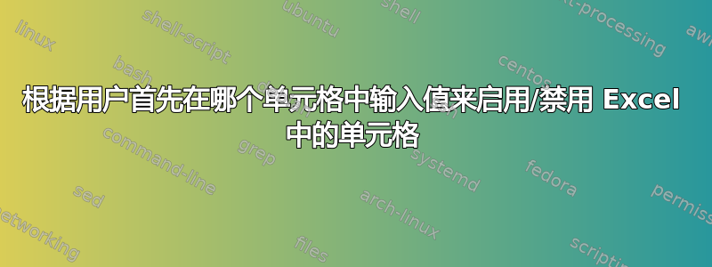 根据用户首先在哪个单元格中输入值来启用/禁用 Excel 中的单元格