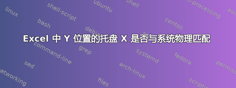 Excel 中 Y 位置的托盘 X 是否与系统物理匹配