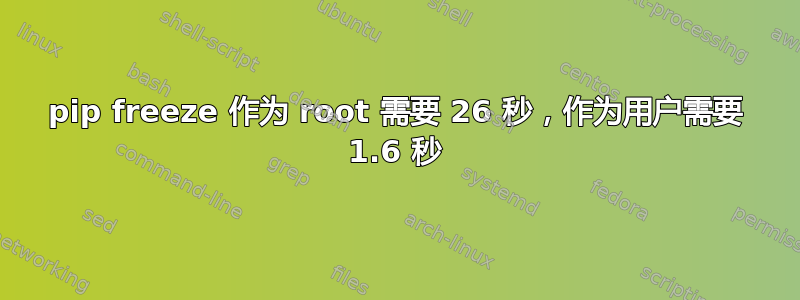 pip freeze 作为 root 需要 26 秒，作为用户需要 1.6 秒