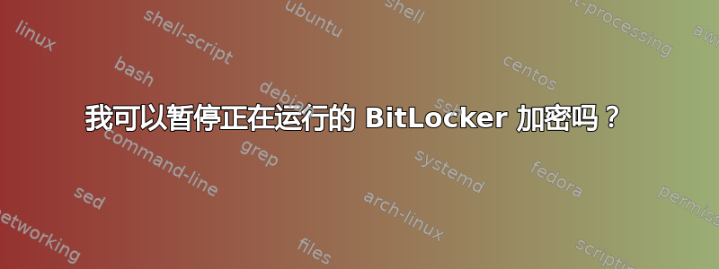 我可以暂停正在运行的 BitLocker 加密吗？