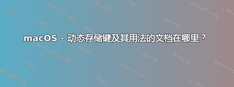 macOS - 动态存储键及其用法的文档在哪里？