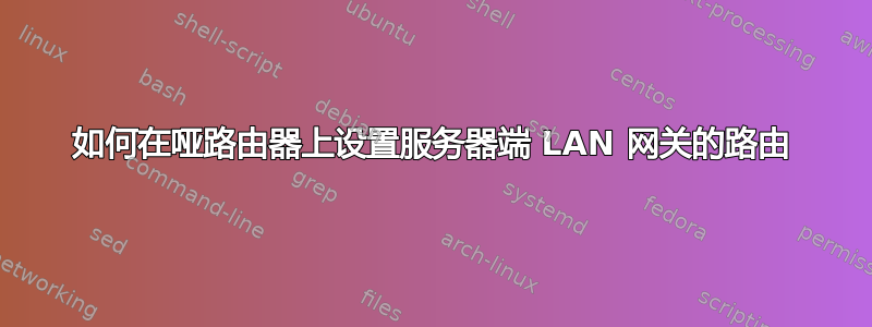 如何在哑路由器上设置服务器端 LAN 网关的路由