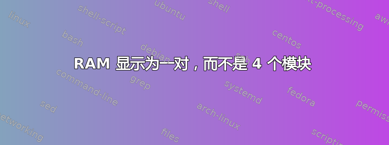 RAM 显示为一对，而不是 4 个模块