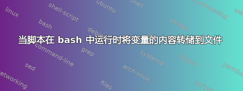 当脚本在 bash 中运行时将变量的内容转储到文件