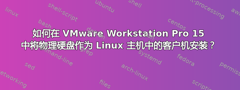 如何在 VMware Workstation Pro 15 中将物理硬盘作为 Linux 主机中的客户机安装？