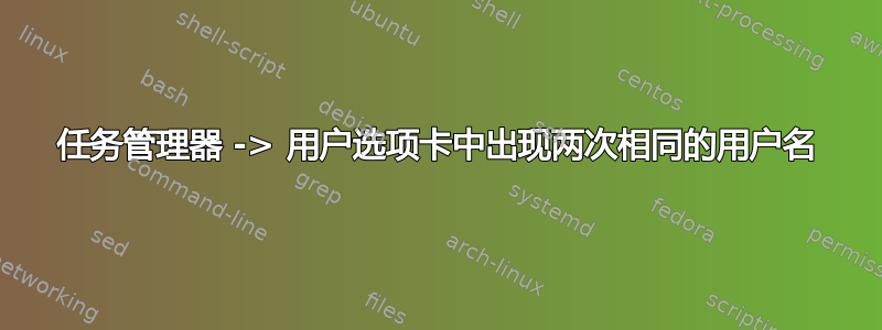 任务管理器 -> 用户选项卡中出现两次相同的用户名