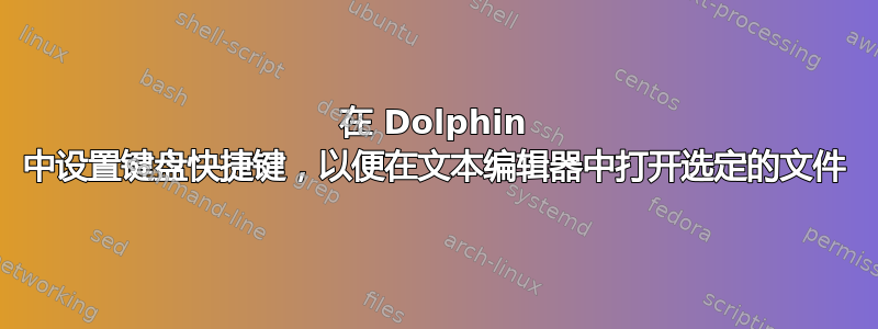 在 Dolphin 中设置键盘快捷键，以便在文本编辑器中打开选定的文件
