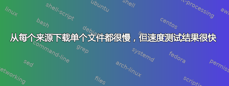 从每个来源下载单个文件都很慢，但速度测试结果很快