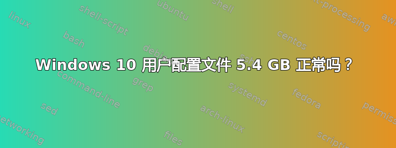 Windows 10 用户配置文件 5.4 GB 正常吗？