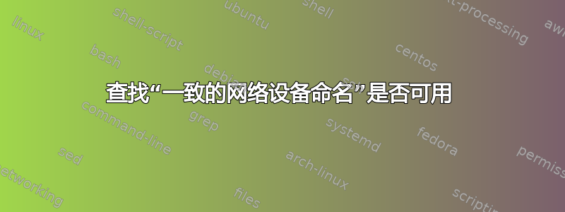 查找“一致的网络设备命名”是否可用