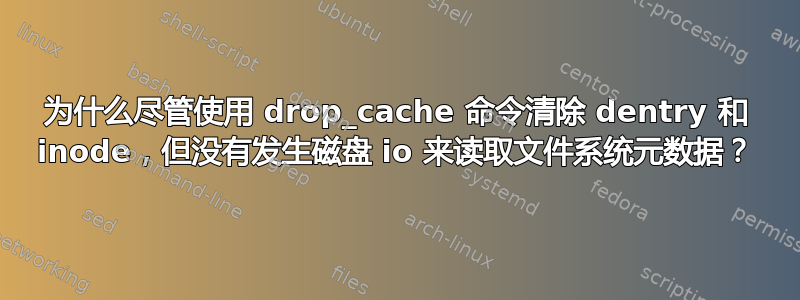 为什么尽管使用 drop_cache 命令清除 dentry 和 inode，但没有发生磁盘 io 来读取文件系统元数据？