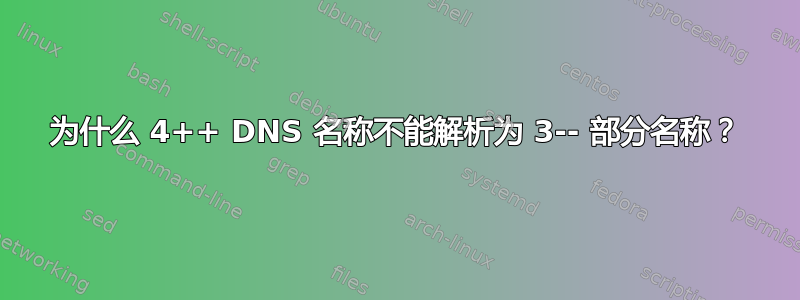 为什么 4++ DNS 名称不能解析为 3-- 部分名称？