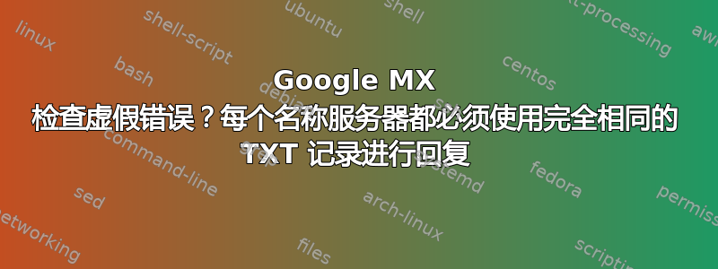 Google MX 检查虚假错误？每个名称服务器都必须使用完全相同的 TXT 记录进行回复