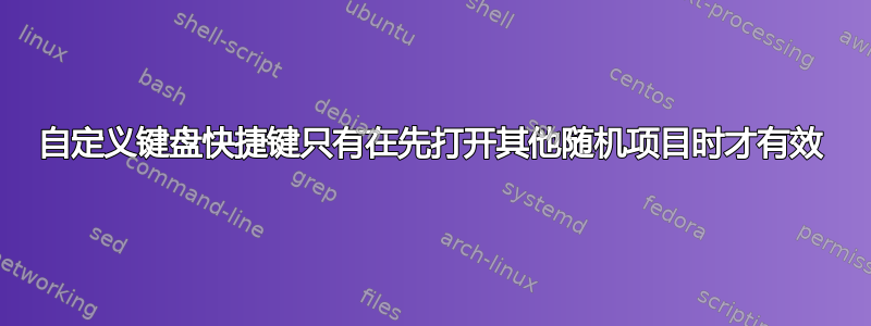 自定义键盘快捷键只有在先打开其他随机项目时才有效