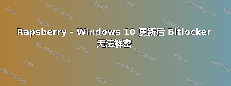 Rapsberry - Windows 10 更新后 Bitlocker 无法解密