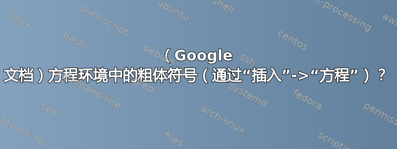 （Google 文档）方程环境中的粗体符号（通过“插入”->“方程”）？