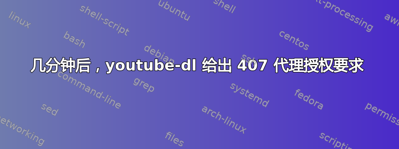 几分钟后，youtube-dl 给出 407 代理授权要求