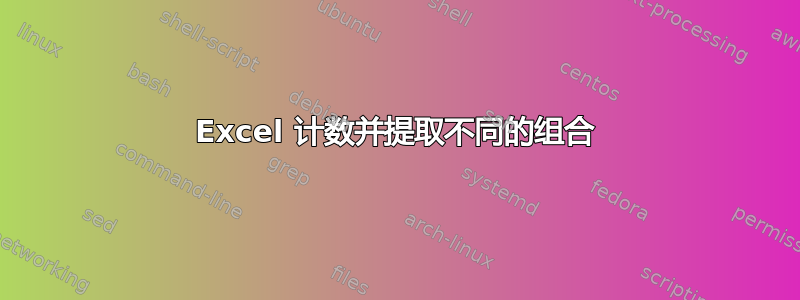 Excel 计数并提取不同的组合