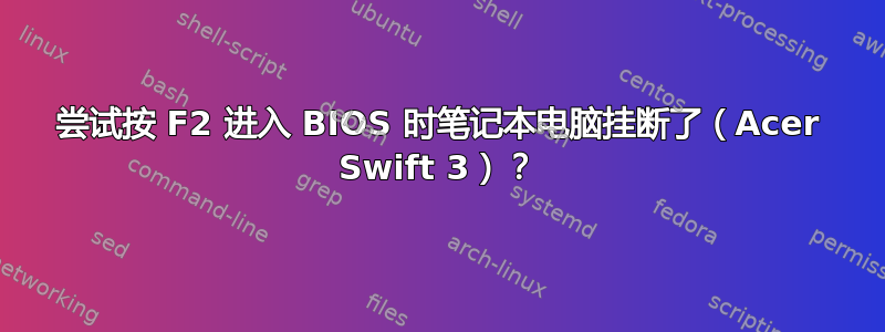 尝试按 F2 进入 BIOS 时笔记本电脑挂断了（Acer Swift 3）？