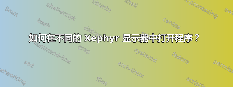 如何在不同的 Xephyr 显示器中打开程序？