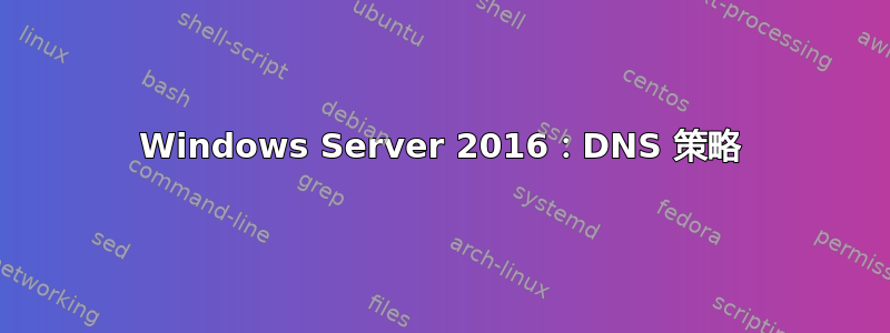 Windows Server 2016：DNS 策略