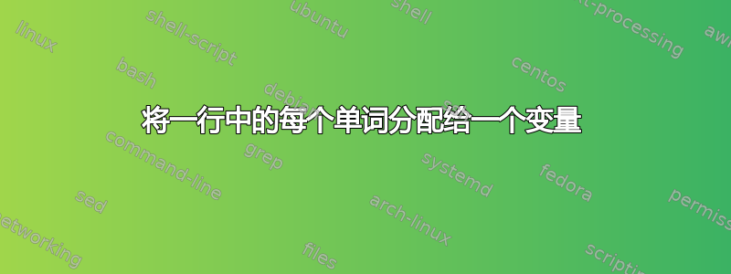 将一行中的每个单词分配给一个变量