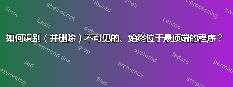 如何识别（并删除）不可见的、始终位于最顶端的程序？