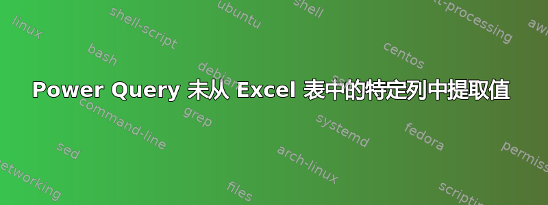 Power Query 未从 Excel 表中的特定列中提取值